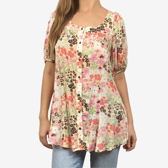 Free People Callie Floral Tunic Extra Small Vintage Combo Boho Cottage Soft Girl - Picture 1 of 14